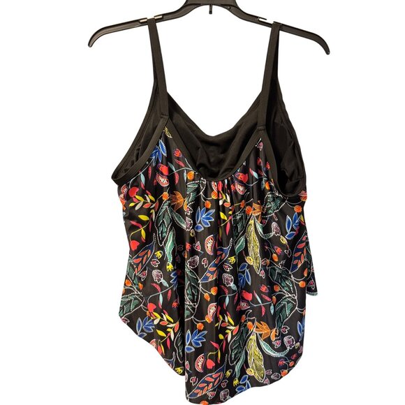 Womens 2-Piece Floral Tankini Set Sz 3XL Black Multicolor Polyester & Elastane S - Picture 10 of 12